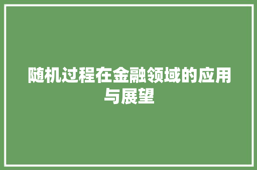 随机过程在金融领域的应用与展望