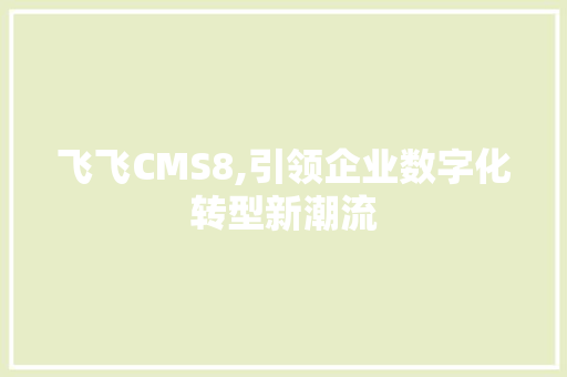 飞飞CMS8,引领企业数字化转型新潮流
