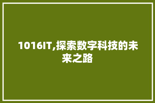 1016IT,探索数字科技的未来之路 WordPress教程