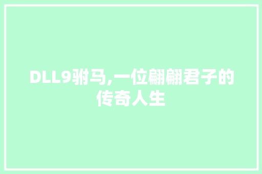 DLL9驸马,一位翩翩君子的传奇人生