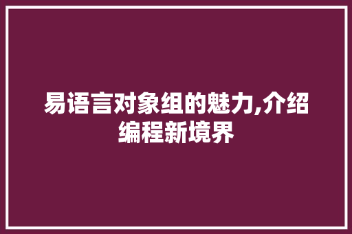 易语言对象组的魅力,介绍编程新境界