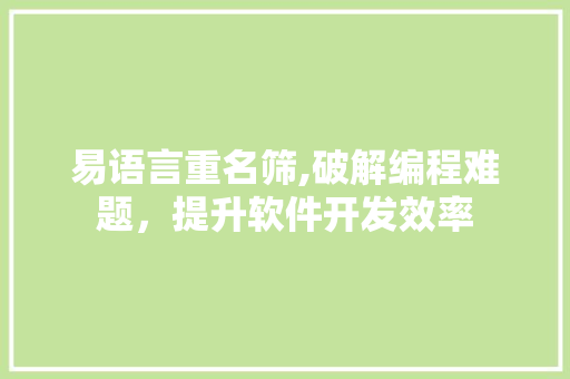 易语言重名筛,破解编程难题，提升软件开发效率