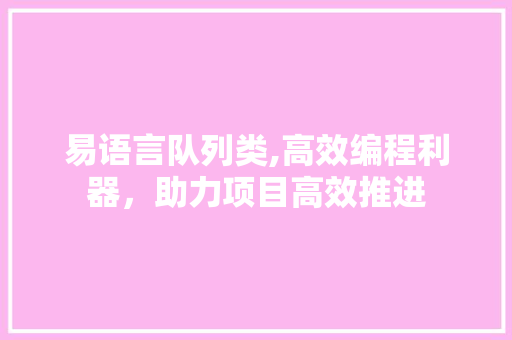 易语言队列类,高效编程利器，助力项目高效推进