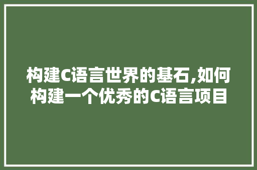 构建C语言世界的基石,如何构建一个优秀的C语言项目