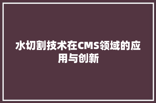 水切割技术在CMS领域的应用与创新 Web前端