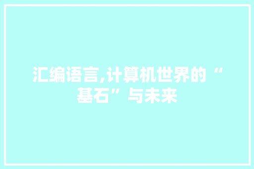 汇编语言,计算机世界的“基石”与未来