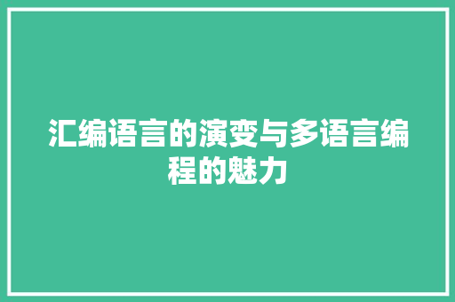 汇编语言的演变与多语言编程的魅力