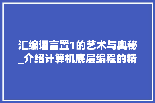 汇编语言置1的艺术与奥秘_介绍计算机底层编程的精髓 SEO教程