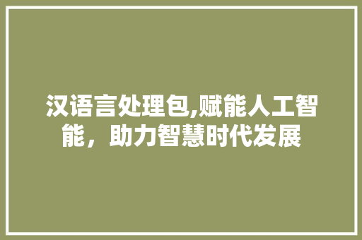 汉语言处理包,赋能人工智能，助力智慧时代发展
