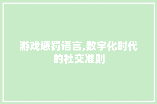游戏惩罚语言,数字化时代的社交准则