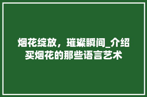 烟花绽放，璀璨瞬间_介绍买烟花的那些语言艺术