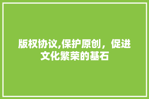 版权协议,保护原创，促进文化繁荣的基石