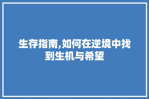 生存指南,如何在逆境中找到生机与希望