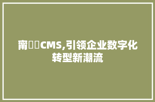 甯濆浗CMS,引领企业数字化转型新潮流 友链在线