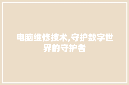 电脑维修技术,守护数字世界的守护者