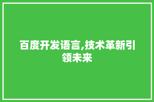百度开发语言,技术革新引领未来