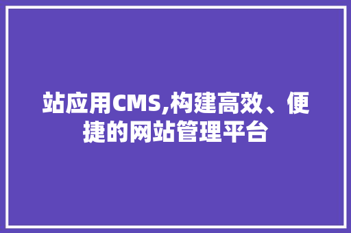 站应用CMS,构建高效、便捷的网站管理平台
