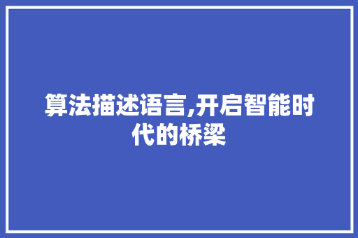 算法描述语言,开启智能时代的桥梁
