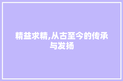精益求精,从古至今的传承与发扬