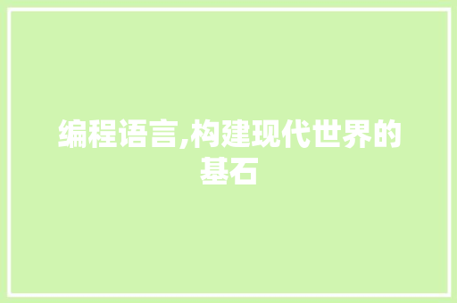 编程语言,构建现代世界的基石