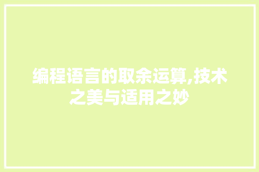 编程语言的取余运算,技术之美与适用之妙