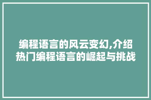 编程语言的风云变幻,介绍热门编程语言的崛起与挑战
