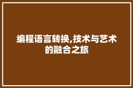 编程语言转换,技术与艺术的融合之旅