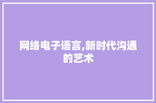 网络电子语言,新时代沟通的艺术