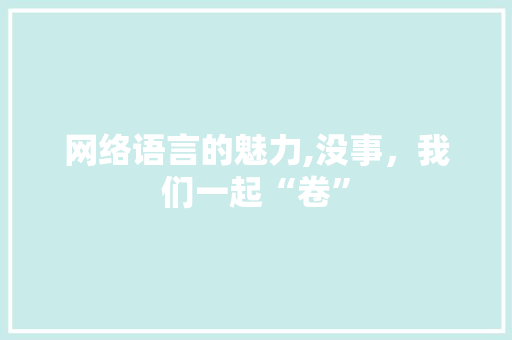网络语言的魅力,没事，我们一起“卷” SEO教程