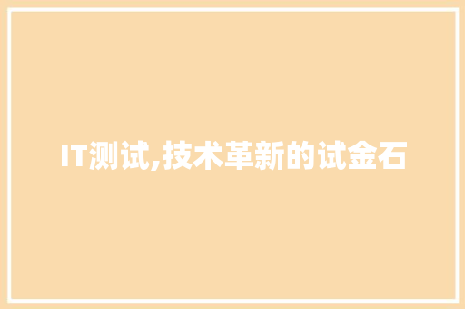 IT测试,技术革新的试金石