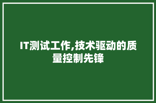 IT测试工作,技术驱动的质量控制先锋