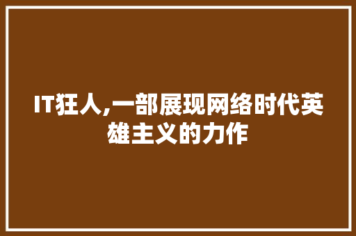 IT狂人,一部展现网络时代英雄主义的力作 建站教程