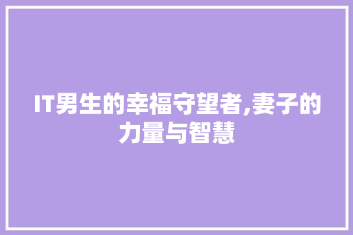 IT男生的幸福守望者,妻子的力量与智慧