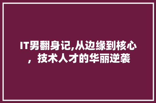 IT男翻身记,从边缘到核心，技术人才的华丽逆袭