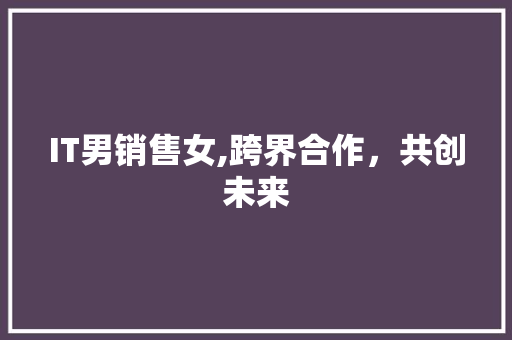 IT男销售女,跨界合作，共创未来