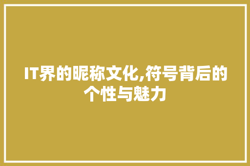 IT界的昵称文化,符号背后的个性与魅力
