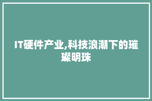IT硬件产业,科技浪潮下的璀璨明珠