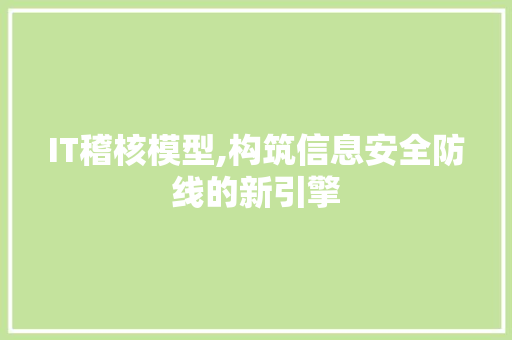 IT稽核模型,构筑信息安全防线的新引擎