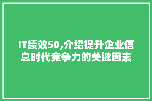 IT绩效50,介绍提升企业信息时代竞争力的关键因素