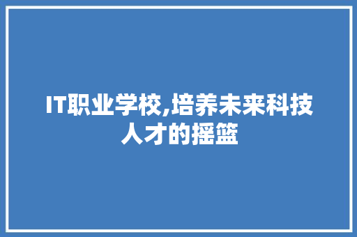 IT职业学校,培养未来科技人才的摇篮