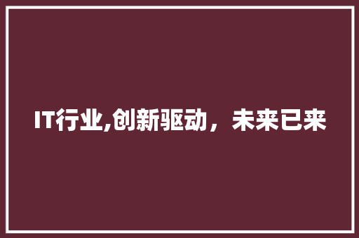 IT行业,创新驱动，未来已来