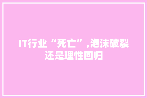 IT行业“死亡”,泡沫破裂还是理性回归