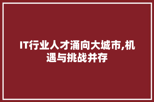 IT行业人才涌向大城市,机遇与挑战并存