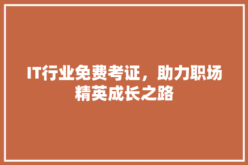 IT行业免费考证，助力职场精英成长之路 建站教程