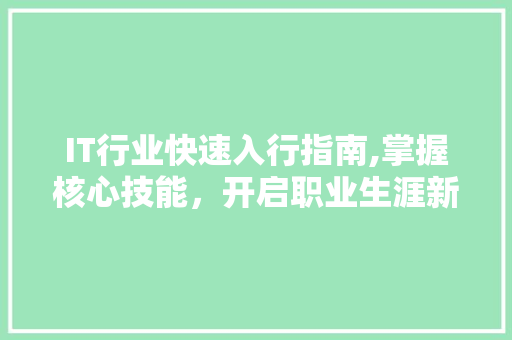 IT行业快速入行指南,掌握核心技能，开启职业生涯新篇章