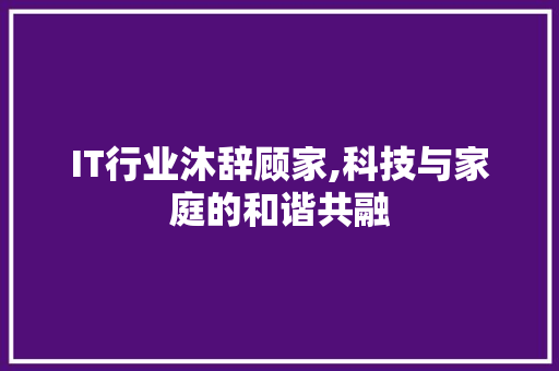 IT行业沐辞顾家,科技与家庭的和谐共融 服务器/数据库