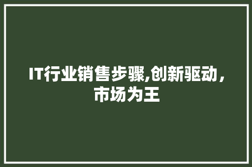 IT行业销售步骤,创新驱动，市场为王