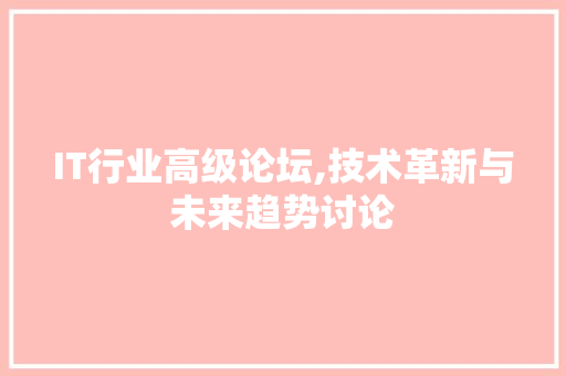 IT行业高级论坛,技术革新与未来趋势讨论