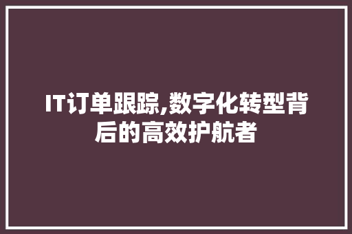 IT订单跟踪,数字化转型背后的高效护航者 SEO教程