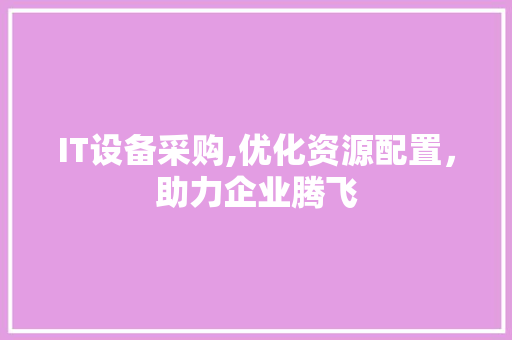 IT设备采购,优化资源配置，助力企业腾飞